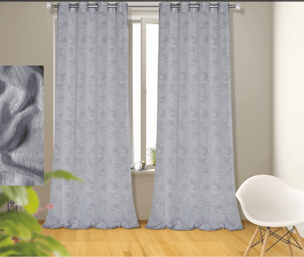 Κουρτίνα Σχ. Amelia140x260cm έτοιμη ραμμένη με κρίκους 100% pol. Grey