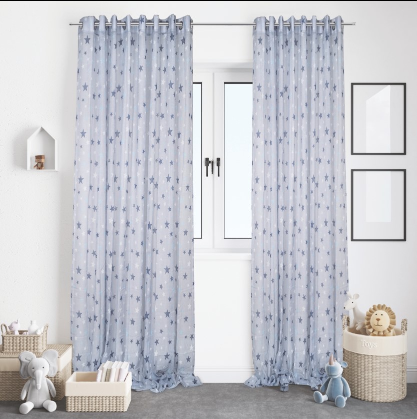 Κουρτίνα με κρίκους Σχ.Star 140Χ260 cm 100% pol. Blue