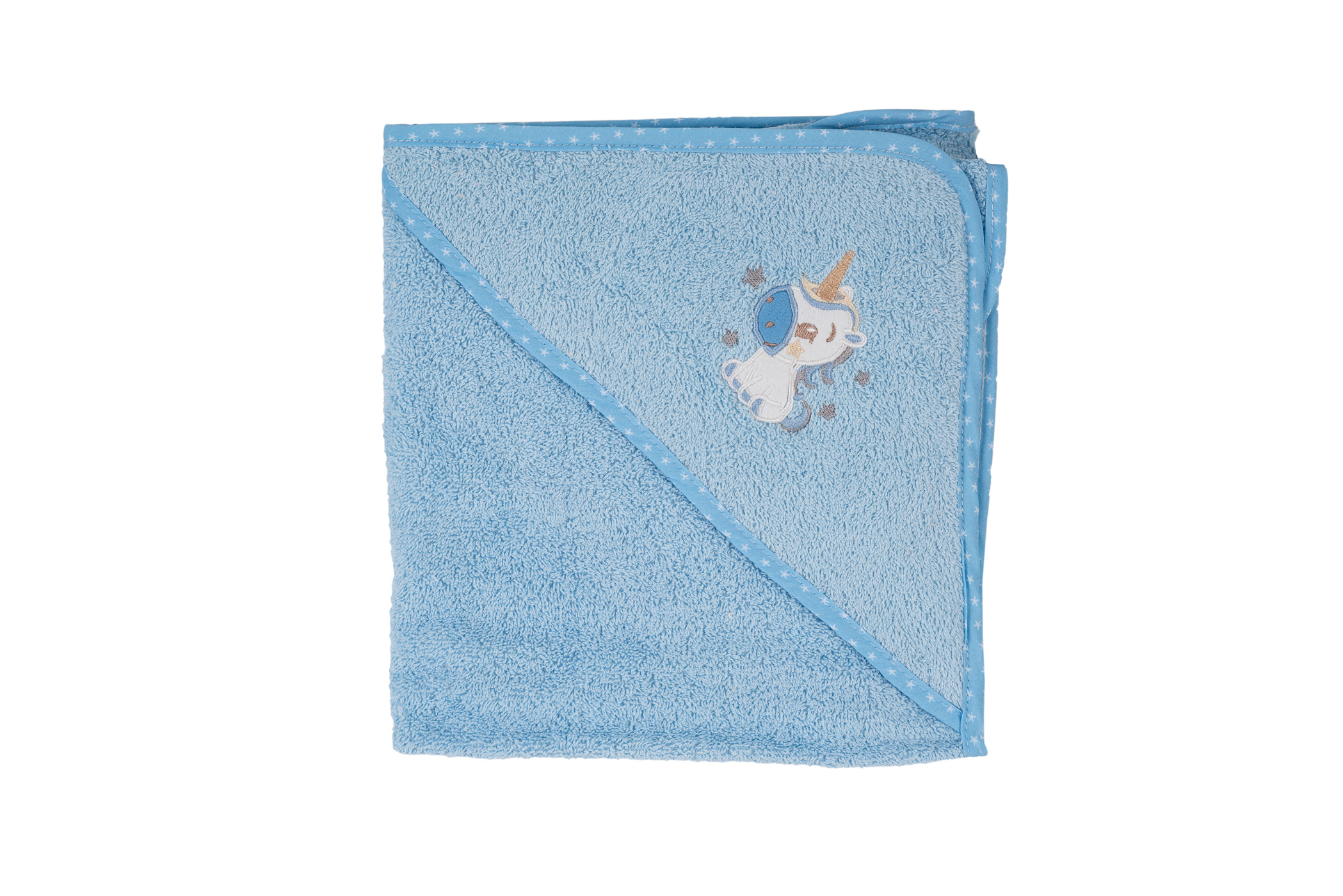Πετσέτα με κουκούλα  Σχ.Pony 75X75cm 100% cotton Blue